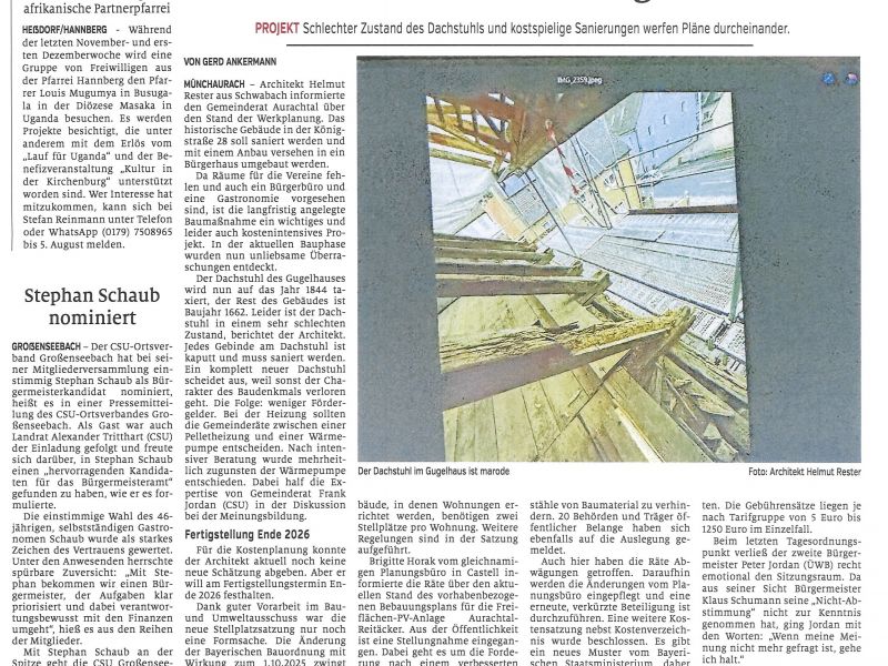 Zeitungsartikel aus der lokalen Zeitung